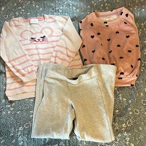 Hanna Andersson Pink Striped Sweater with Mouse Design